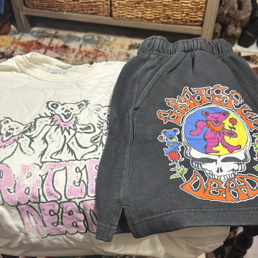 Grateful Dead Gray Shorts and White T-Shirt